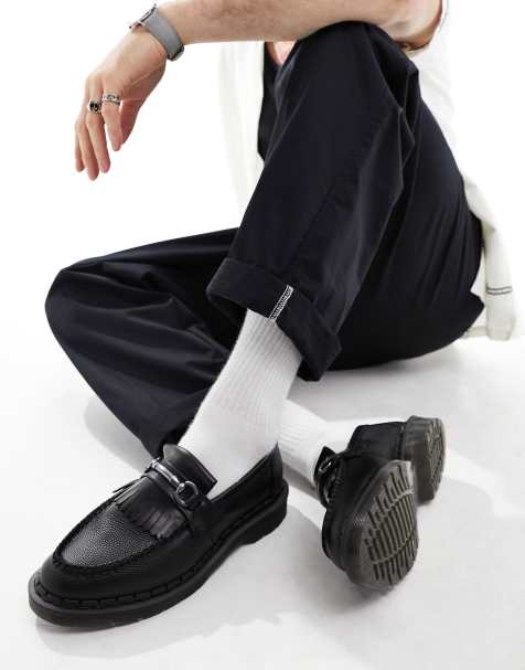 Dr Martens - Adrian - Mocassini in pelle zigrinata nero atlas con morsetto - view 1