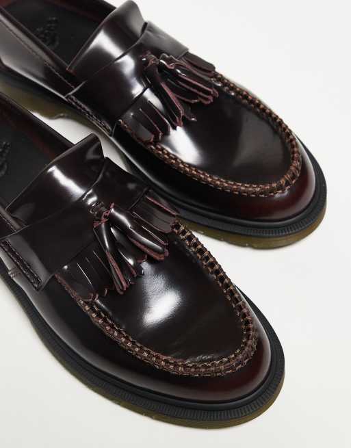 Dr Martens unisex Adrian tassel loafers in cherry red arcadia leather