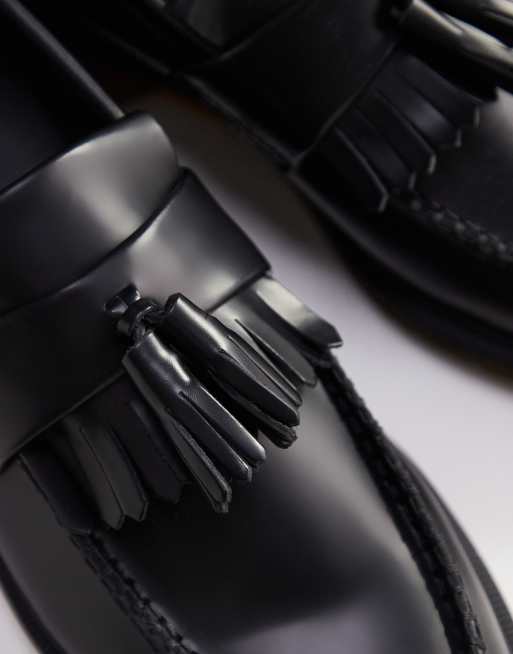 Dr Martens unisex Adrian tassel loafers in black polished smooth leather