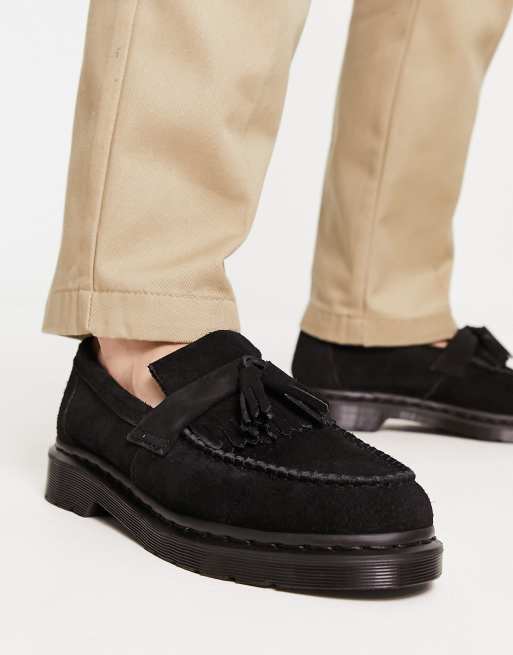 Flygtig dal Far Dr Martens Adrian mono tassel loafers in black suede | ASOS