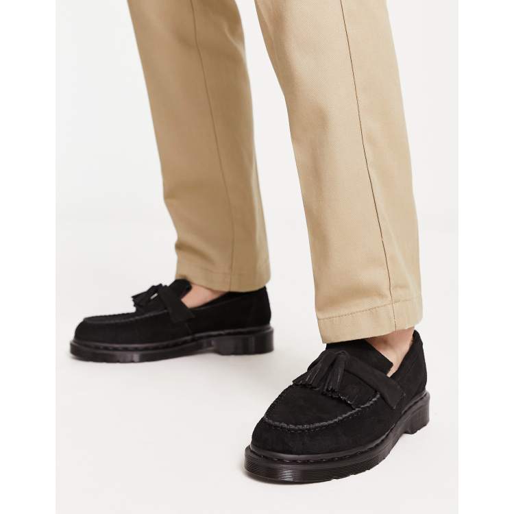 Creek overdrive Ambassade Dr Martens Adrian Mono Tassel Loafers in Black Suede | ASOS