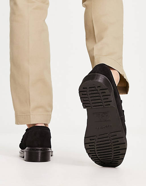 Dr Martens Adrian Mono Tassel Loafers in Black Suede | ASOS