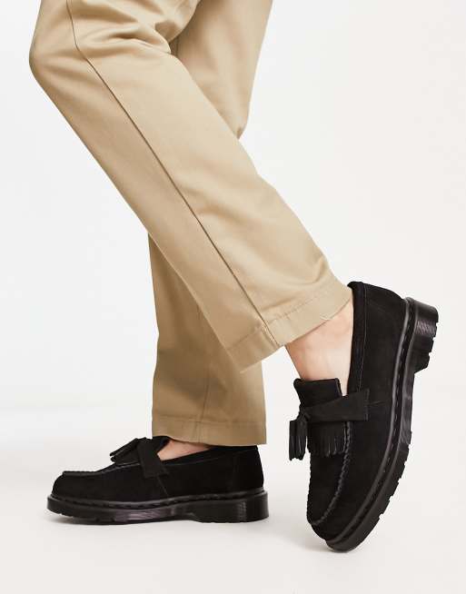 Dr Martens Adrian Mono Tassel Loafers in Black Suede