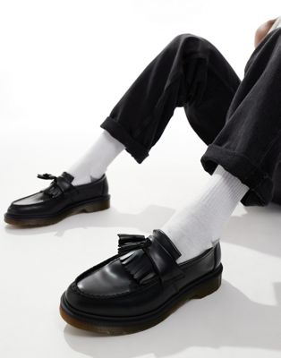 Dr Martens Adrian tassel loafers in black polished smooth leather