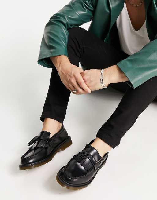 Adrian Leather Platform Tassel Loafers in Black