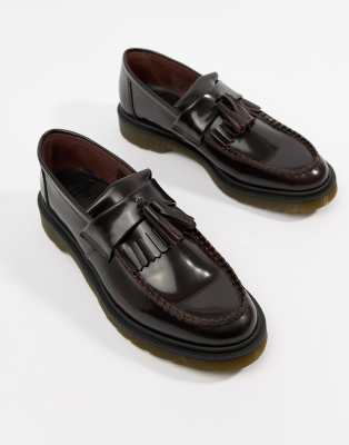 dr martens adrian tassel loafers in burgundy