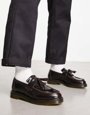 Dr Martens adrian tassel loafers in burgundy Red Compare Closer