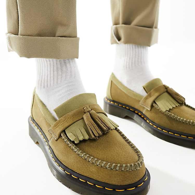 Dr Martens Adrian tassel loafers in khaki nubuck | ASOS Dr Martens Adrian tassel loafers in khaki nubuck | ASOS