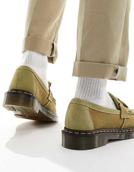 Dr Martens Adrian tassel loafers in khaki nubuck | ASOS Dr Martens Adrian tassel loafers in khaki nubuck | ASOS