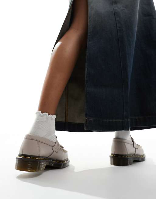 Dr Martens Adrian tassel loafers in vintage taupe leather | ASOS display picture 3