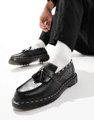 Dr Martens Adrian western gothic tassel loafers in black