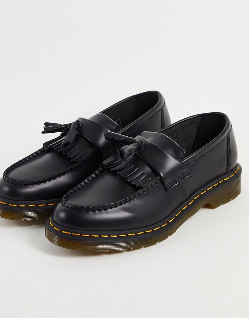 dr martens adrian ys tassel loafers in black smooth