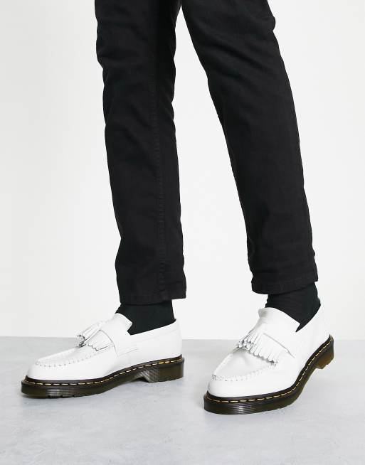 Dr Martens Adrian YS tassel loafers in white smooth