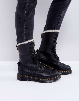 dr martens boots with fur