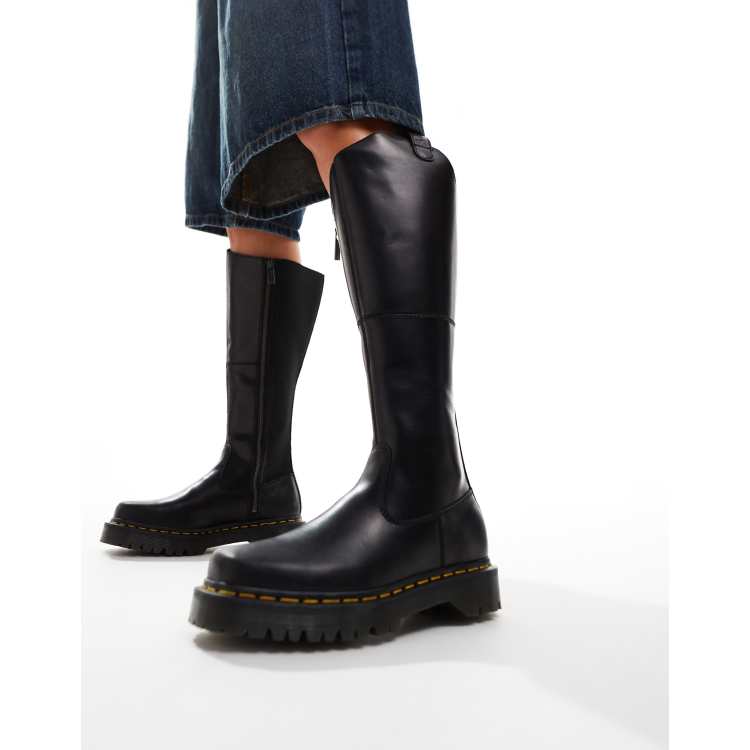 Dr Martens Amaayah hi riding boots in black leather ASOS