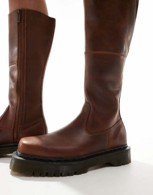 Dr Martens Amaayah knee high boots in brown, 2 of 4