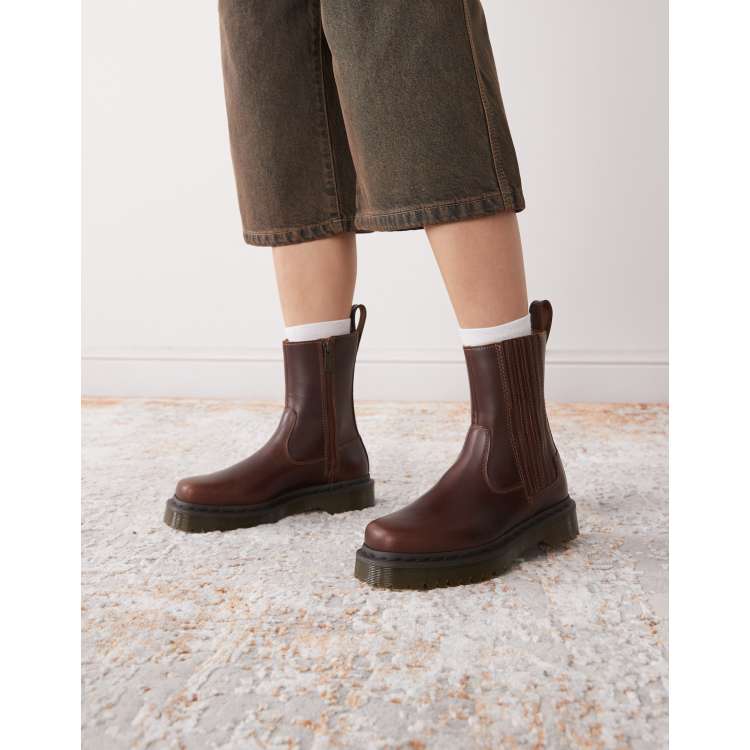 Dr Martens Amaayah lo pull on boots in tan leather | ASOS