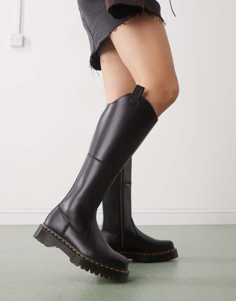 Dr Martens – Amaayah – Svarta, höga ridstövlar i läder - view 1
