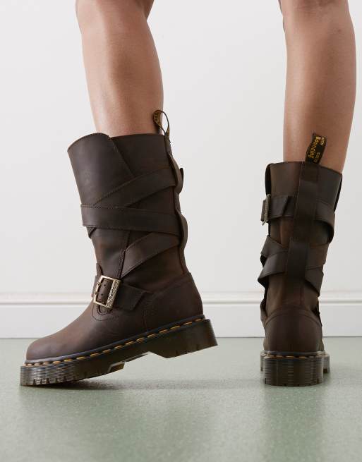 Dr. Martens Anistone strap detail boots in dark brown, 4 of 4