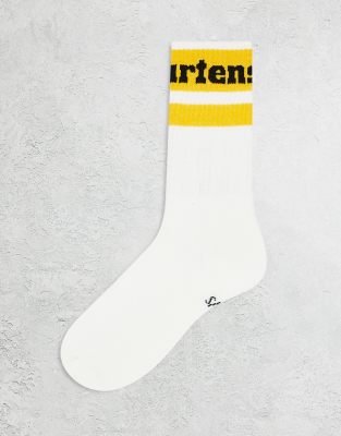 Dr Martens - Athletic - Unisex-Socken in Weiß und Gelb mit Logo