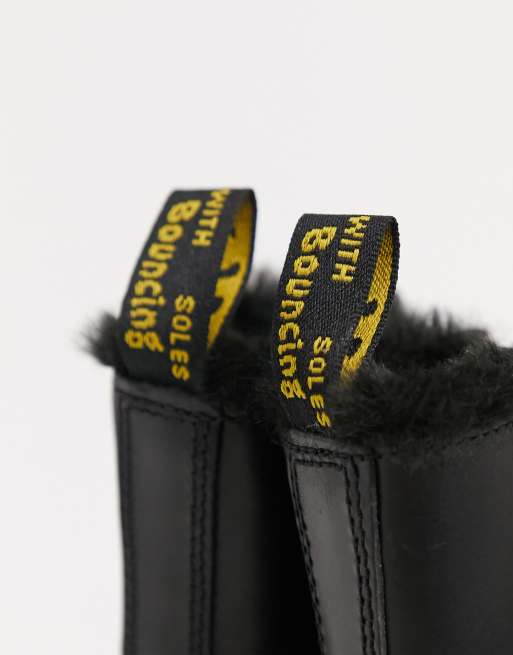 Dr Martens Atlas 8 eye fluff lined boots in black, 3 of 4