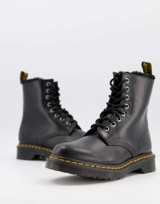 Dr Martens - Atlas - Bottines à 8 œillets avec doublure duveteuse - Noir
