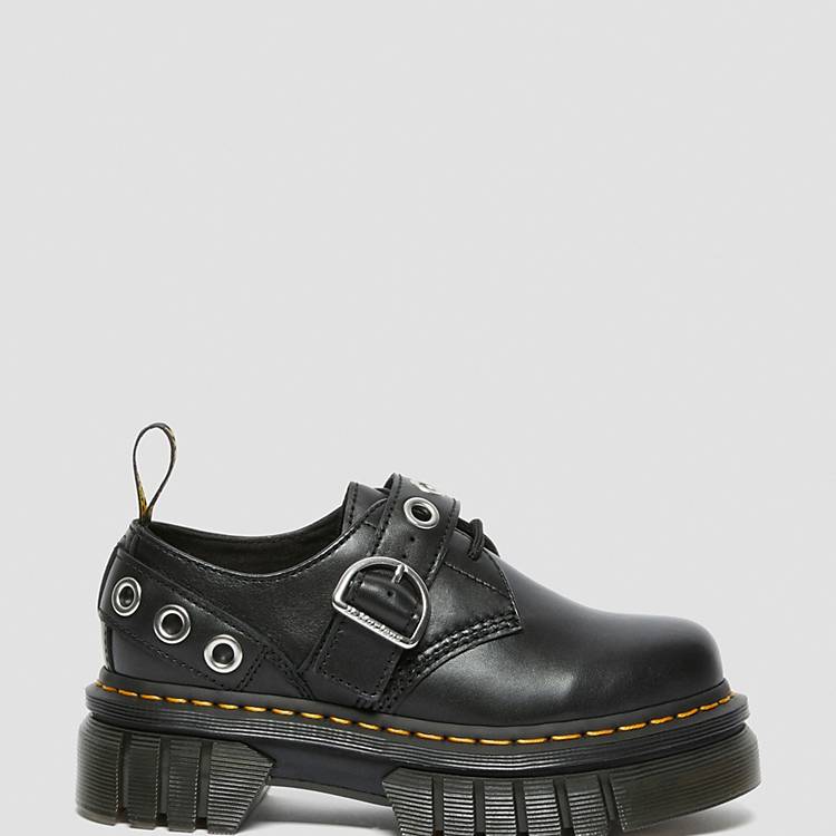 Dr Martens Audrick 3-eye shoe with silver hardware in black