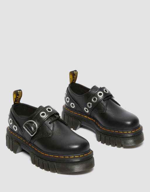 Dr Martens Audrick 3-eye shoe with silver hardware in black