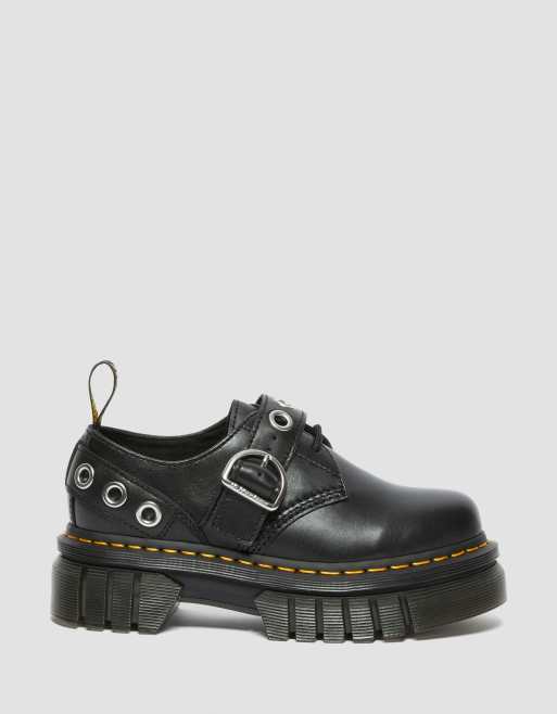 Dr Martens Audrick 3-eye shoe with silver hardware in black