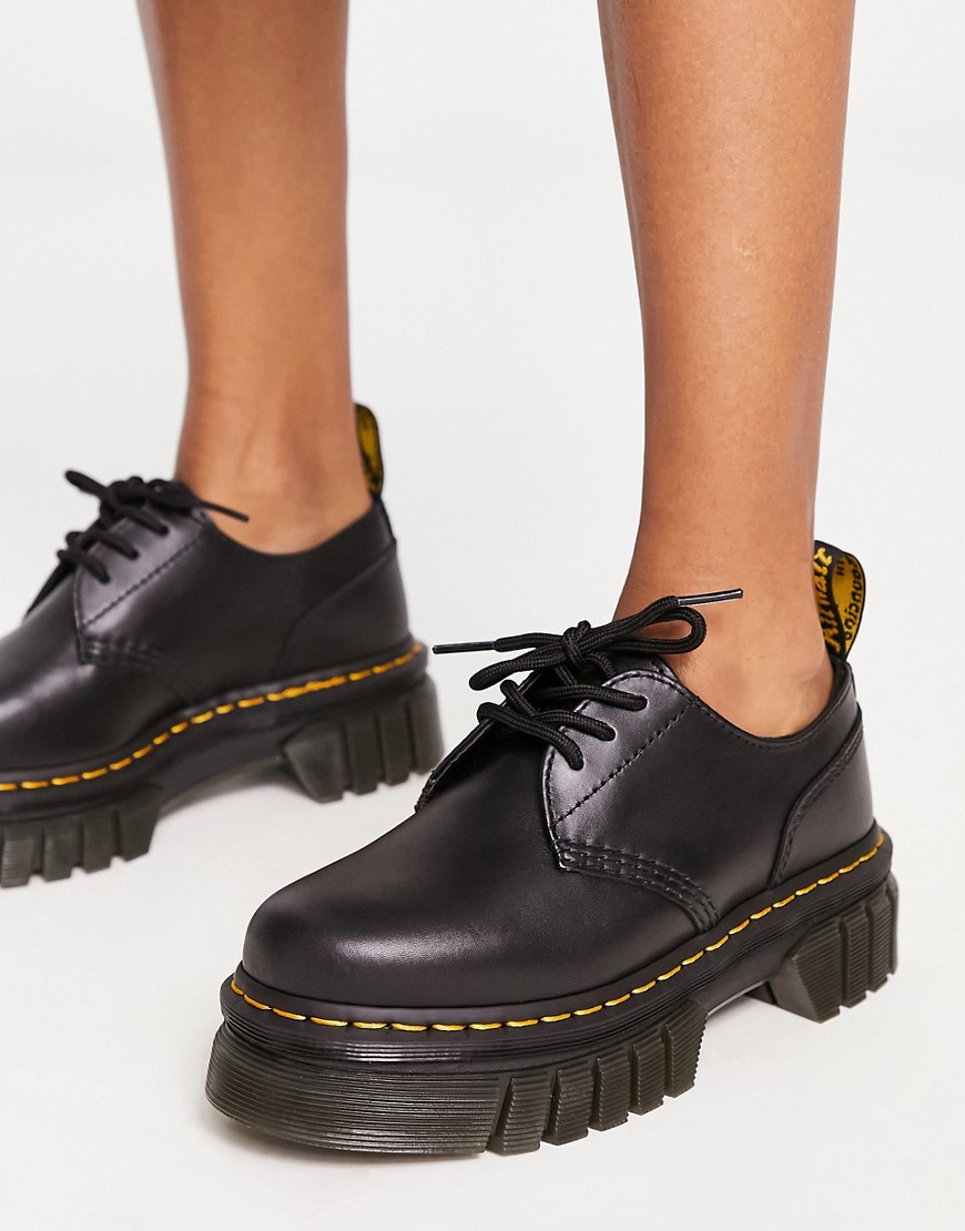 Shop Dr. Martens' Audrick 3-eye Shoes With Chunky Sole In Black