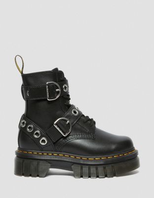 Dr Martens Audrick 8-eye boots with silver hardware in black - ASOS Price Checker