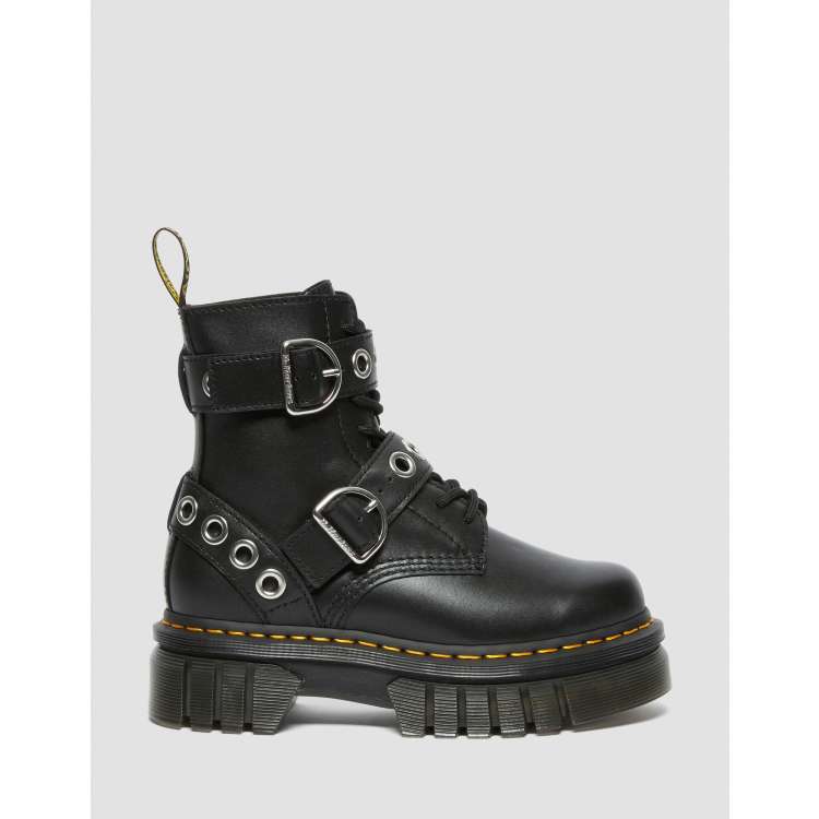 Dr martens black outlet silver