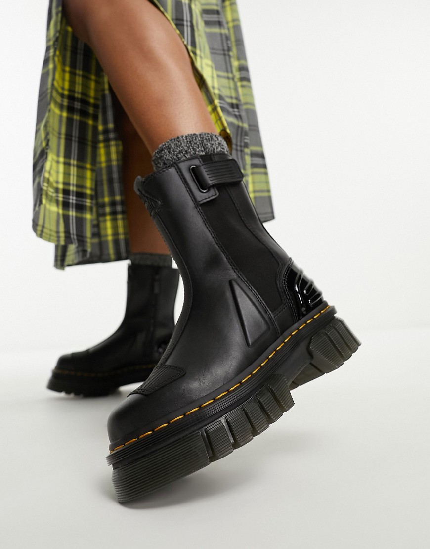 Dr Martens Audrick chelsea hi boots in black nappa leather