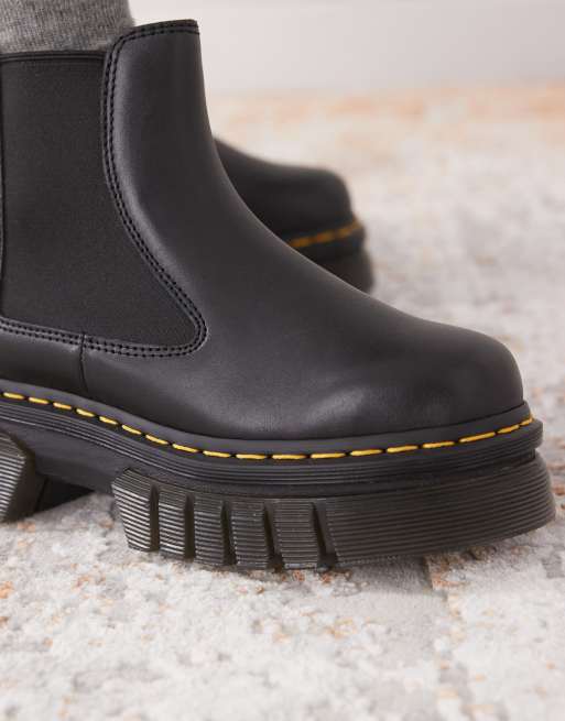 Dr. Martens – Audrick – Czarne sztyblety na płaskiej grubej