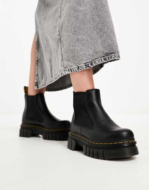 Dr. Martens Audrick Flache Chelsea Stiefel in Schwarz mit dicker Sohle