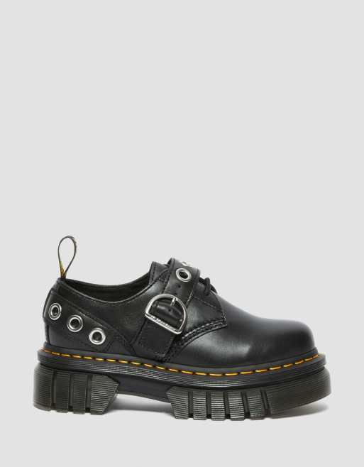 Dr Martens – Audrick – Schuhe in Schwarz mit 3 Ösen und silberfarbener Metallverzierung
