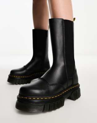 Dr Martens – Audrick – Svarta, höga chelseaboots i nappaläder - view 1