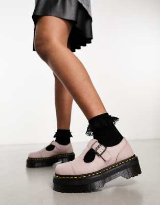 Dr. Martens Bethan Pisa Leather Platform Mary Jane Shoes In Neutral