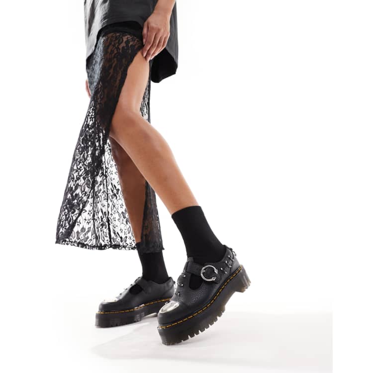 Dr Martens Bethan quad mary jane piercing shoes in black | ASOS