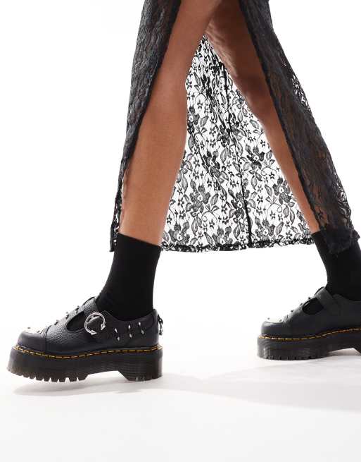 Dr Martens Bethan quad mary jane piercing shoes in black | ASOS