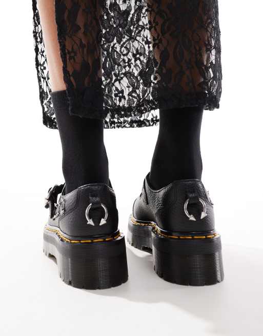 Dr Martens Bethan quad mary jane piercing shoes in black | ASOS