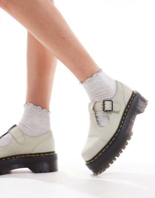 Dr. Martens' Bethan Tumbled Nubuck Leather Platform Mary Jane Shoes In Gray