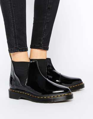 patent dr marten chelsea boots