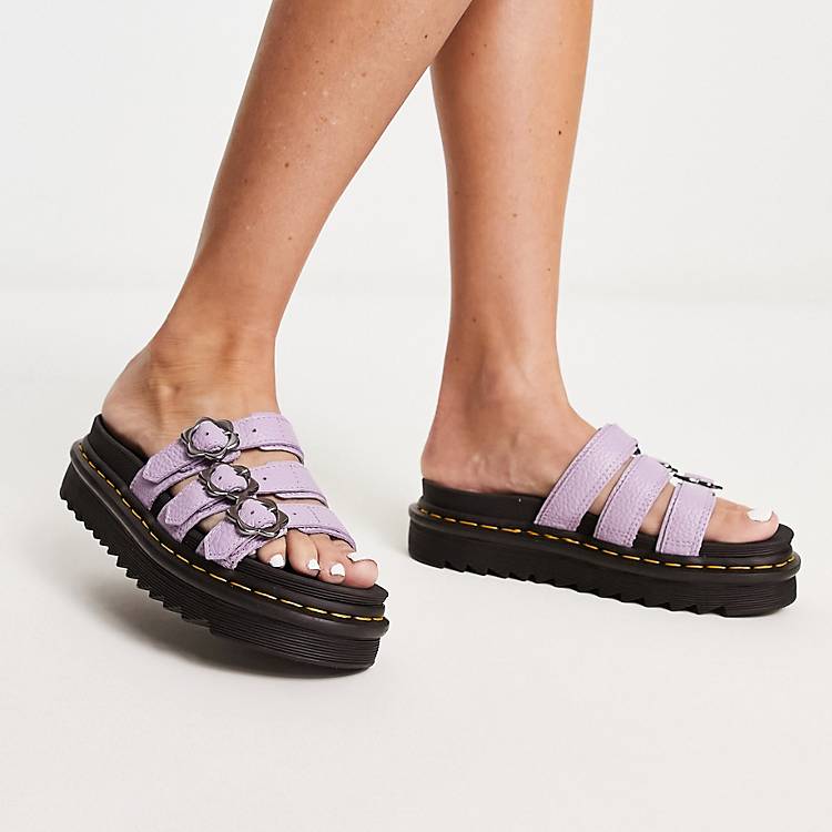 Dr Martens Blaire flower slide sandals in lilac