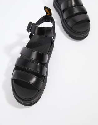 Dr Martens Blaire Leather Strappy  Flat Sandals  in Black ASOS
