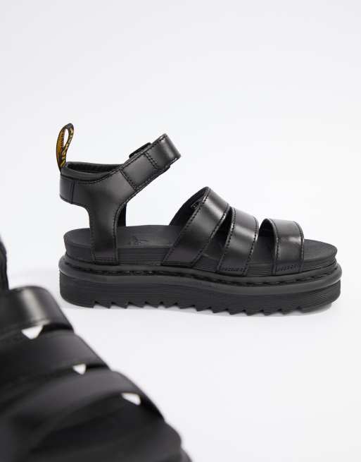 Dr martens blaire leather strappy flat 2025 sandals in black