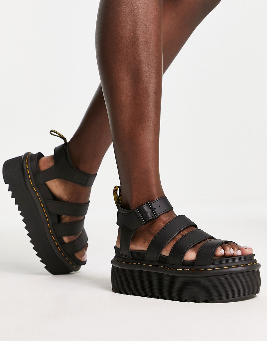 Shop Dr. Martens' Blaire Quad Flatform Sandals In Black