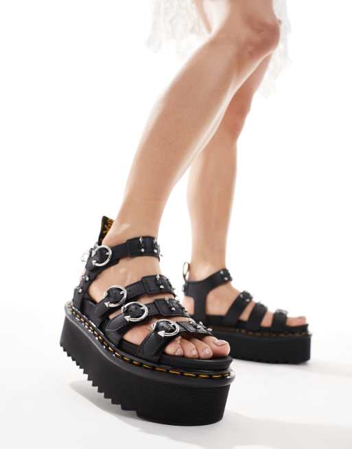 Dr Martens★BLAIRE QUAD★厚底★PIERCING PLATFORM SANDALS Dr Martens Blaire quad piercing sandals in black | ASOS