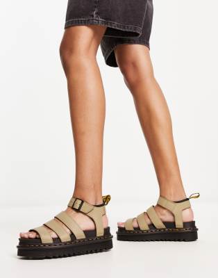 Dr. Martens - Blaire - Sandalen in blassem Olivgrün mit 3 Riemchen