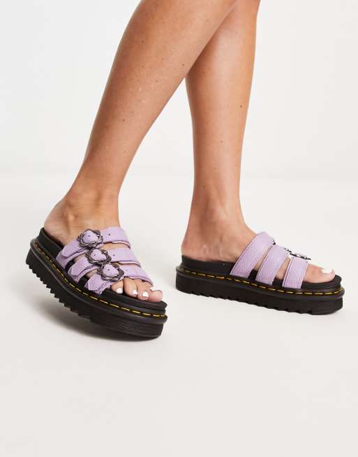 Dr Martens Blaire Sandalen in Flieder mit Blumendesign